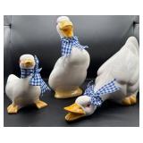 Porcelain Ducks With Blue Ribbons