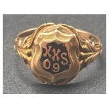 Tested 14K Gold Shield Signet-Style Ring