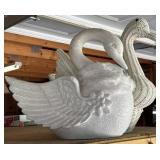 Wicker and Glitter Swan Sculptures