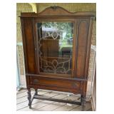 Antique Ornate Wooden Cabinet With Glass
