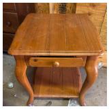 Wood Pine End Table With Drawer