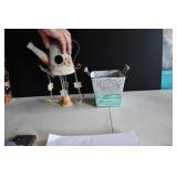Vtg Watering Can Wind Chime & Bucket
