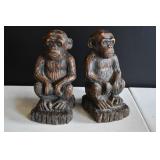 Pair of Vaux Bronze Chimpanzee Bookends