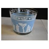 Vtg Jeannette Glass Grecian Blue Ice Bucket