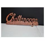 Vtg Cast Iron Chattanooga License Plate Topper