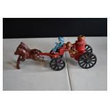 Vtg Cast Iron Horse Drawn Fire Pump