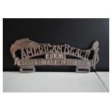 Vtg Cast Iron American Beach License Plate Topper