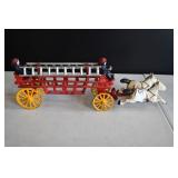 Vtg Cast Iron Horse Drawn Fire Truck