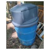 Blue Barrel with Rubbermaid Garbage Top