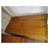 Large Wooden Storage Chest with Camping Supplies