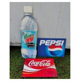 Cardboard Mt Dew, Pepsi, Coca Cola Signs