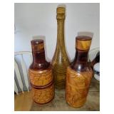 2 Wood Wine Bottle Holders & Bottle
