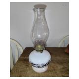 Currier & Ives Milk Glass Oil Lamp