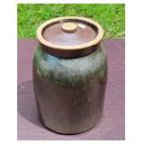 Vintage Brown Lidded Crock