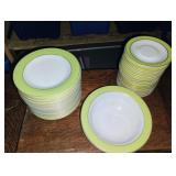 45 pcs Pyrex Lime & Gold Dishes
