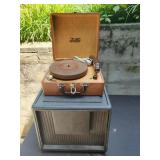 Portable Record Player & Record Storage