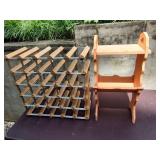 Wood & Metal Wine Rack & Small Storage Table