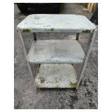 3 Tier Metal Rolling Cart with Chicken Wire