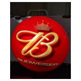 Round Budweiser Plastic Lighted Sign