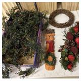 Christmas Decor with Garland, Wreath, and Figurine