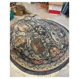 8-Foot Round Area Rug with Ornate Pattern
