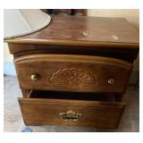Wooden Nightstand with Two Drawers and Lamp Shade