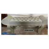 Tufted Upholstered Bench with Rolled Arms and Cabr