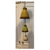 Hanging Ceramic Bell Wind Chime in Yellow and Gree