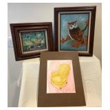 Three Framed Artworks of Various Subjects