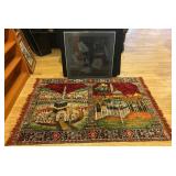 Framed Floral Artwork and 48×70-Inch Tapestry