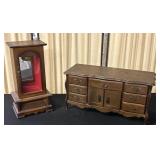 Two Wooden Jewelry Storage Cabinets with Drawers a