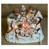 Illuminated Ceramic Nativity Scene Figurine