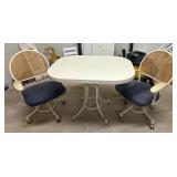 Laminate Off-WhiteTable with Two Caster Chairs