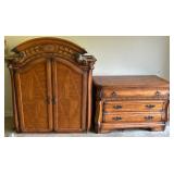2 Pc. AICO Wooden Armoire With Three-Drawer Dresse