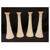 Four White Milk Glass Bud Vases