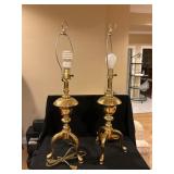 Brass Table Lamps with Tripod Bases