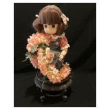 Precious Moments Pansy Doll with Stand and Flowers