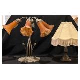 Two Decorative Table Lamps: Floral and Fabric Shad