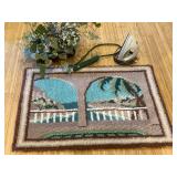 Home Items Including Throw Rug, Artwork, and Iron