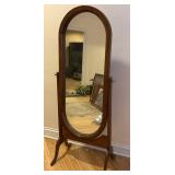 Wooden Cheval Floor Mirror, 5 1/2 Feet Tall