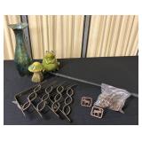 Decorative Items Including Vase and Frog Figurine