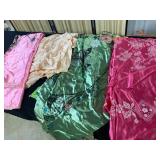 Four Pieces of Silk Fabric With Floral and Animal