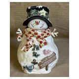 Ceramic Snowman Cookie Jar with Winter Welcome The