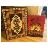 Two Handcrafted Latch Hook Rugs: 24×36 and 46×33 I