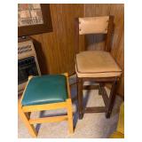 Vintage Wooden Chairs with Upholstered Seats