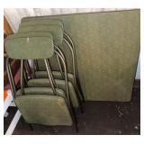 MCM Green Folding Table w/4 Chairs