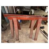Red Painted Wood Sawhorses
