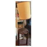 Mid-Century Floor Lamp w/Wood Table Base