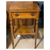 Wood Side Table w/ Drawer and Shelf