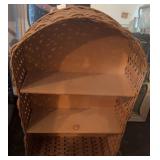 Wicker W/ Wood Shelves Three-Tier Shelf Unit